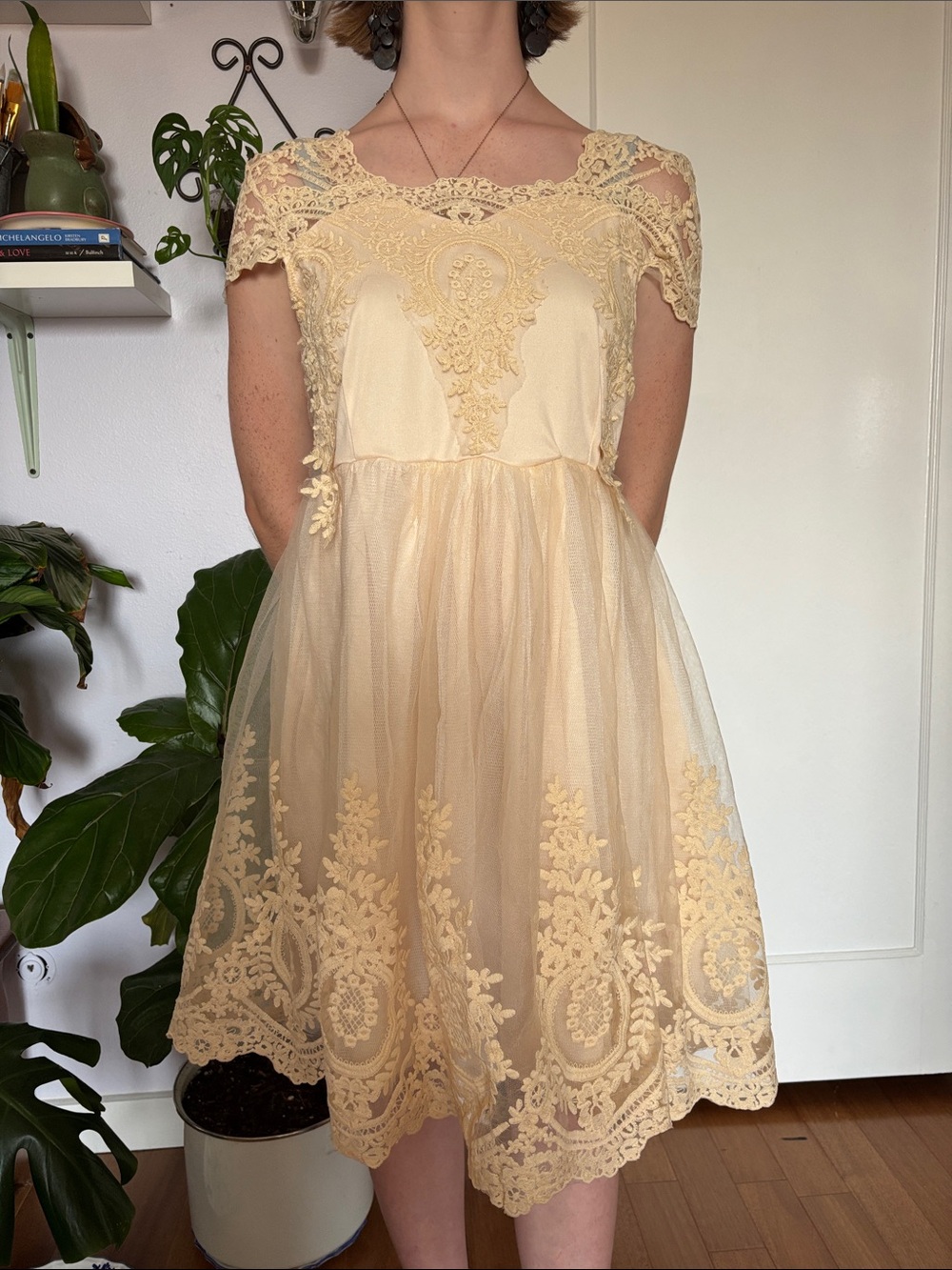 Lace & Tulle Cream Party Dress